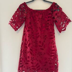 Red Off-Shoulder Lace Dress